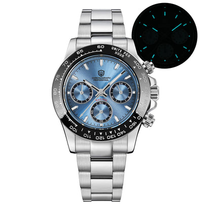 Watchdives WD16500 V2 Men Watch VK63 Quartz Movement Chronograph Wristwatch Stainless Steel Sapphire Crystal Luminous Watches