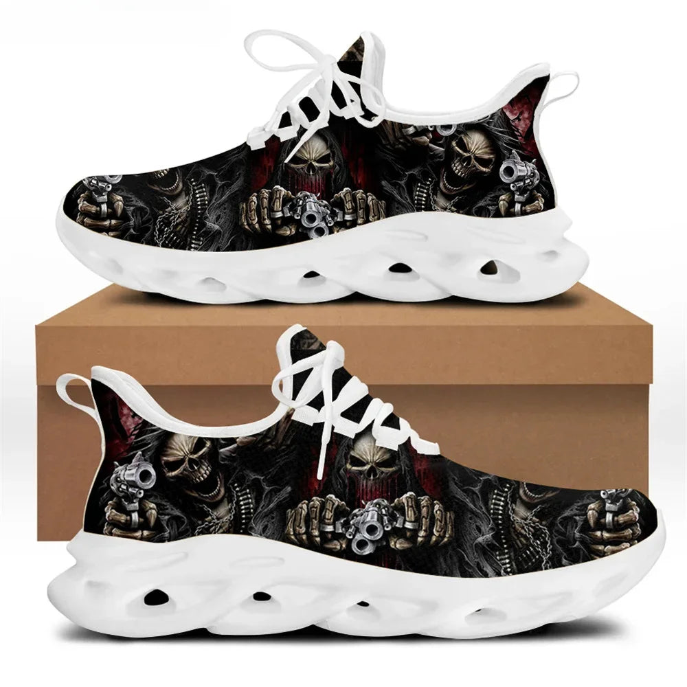 Printemps chaussures plates hommes chaussures Cool Punk crâne conception décontracté hommes baskets été garçons à lacets chaussures de marche Zapatillas