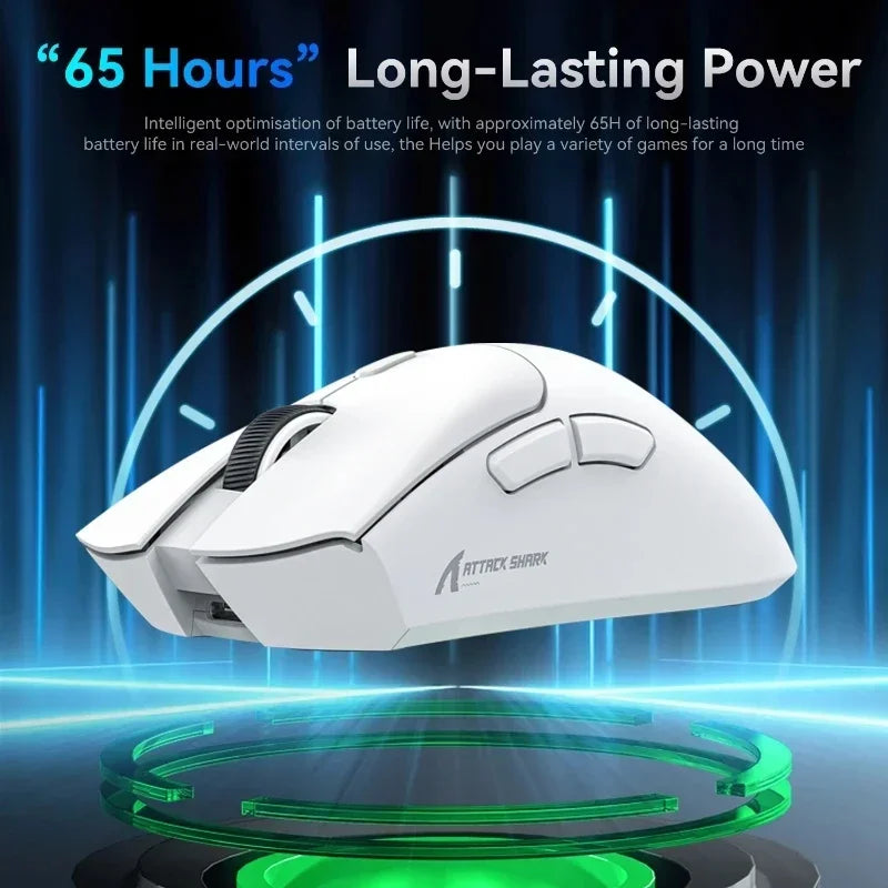 Attack Shark R1 2.4G USB безжична Bluetooth геймърска мишка 18K DPI PAW3311 трирежимна свързаност 59g лека за PC лаптоп Mac