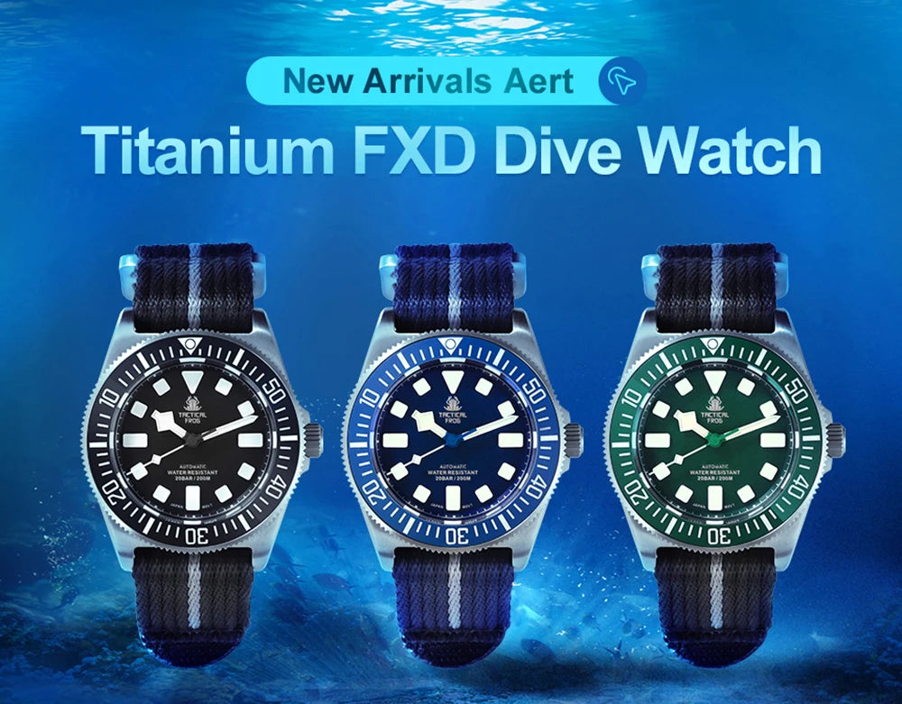 Tactical Frog FXD V4 Mechanische Uhr NH35 Automatikwerk Titan-Herrenuhr 200m wasserdicht Saphirglas Leuchtzeiger 42mm Uhr