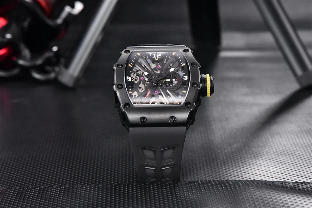 PAGANI DESIGN 42 MM Men's Skeleton Quartz Watch Japan VH65 Sapphire Glass Stainless Steel 50M Waterproof Wristwatches PD1738 New