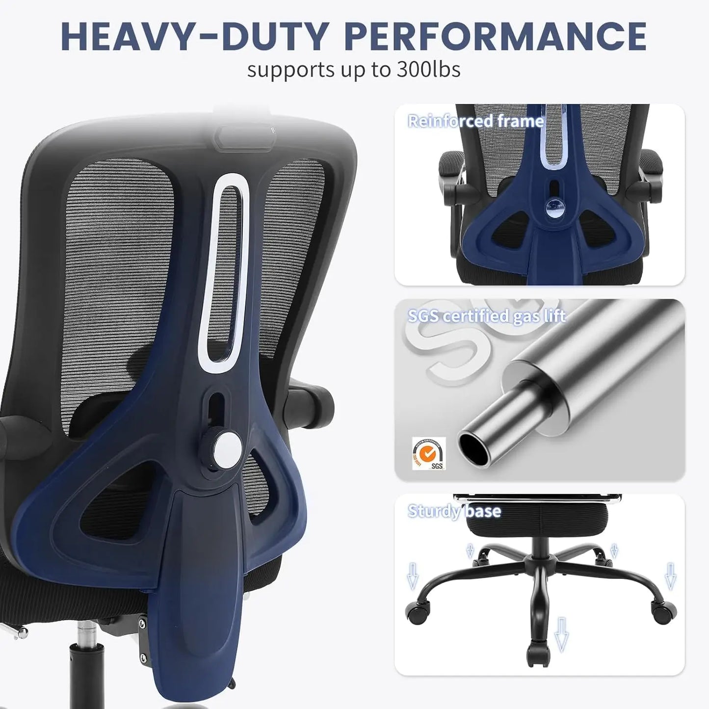 Ergonomic Office Chair With Adjustable Lumbar Support & Footrest, High-Back Mesh Gaming Chair With Tilt Mechanism For Home