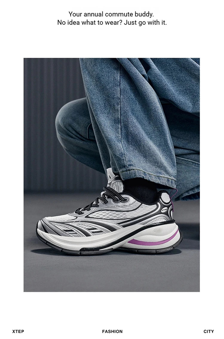 Xtep Basque 3 Sneakers Women Lightweight Wear-Resistant Trendy Durability Thick Sole Casual Sports Female Shoes 874218320006