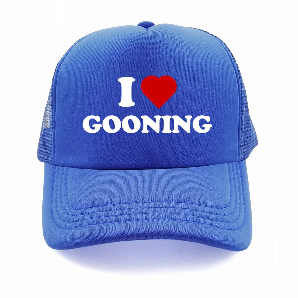 Αστεία καπέλα μπέιζμπολ «I Love Gooning» – Δροσερά καλοκαιρινά ανδρικά καπέλα από πλέγμα – Χιουμοριστικά καπέλα τύπου «Trucker» – Unisex καπέλα από πλέγμα για υπαίθριες δραστηριότητες – MZ-080