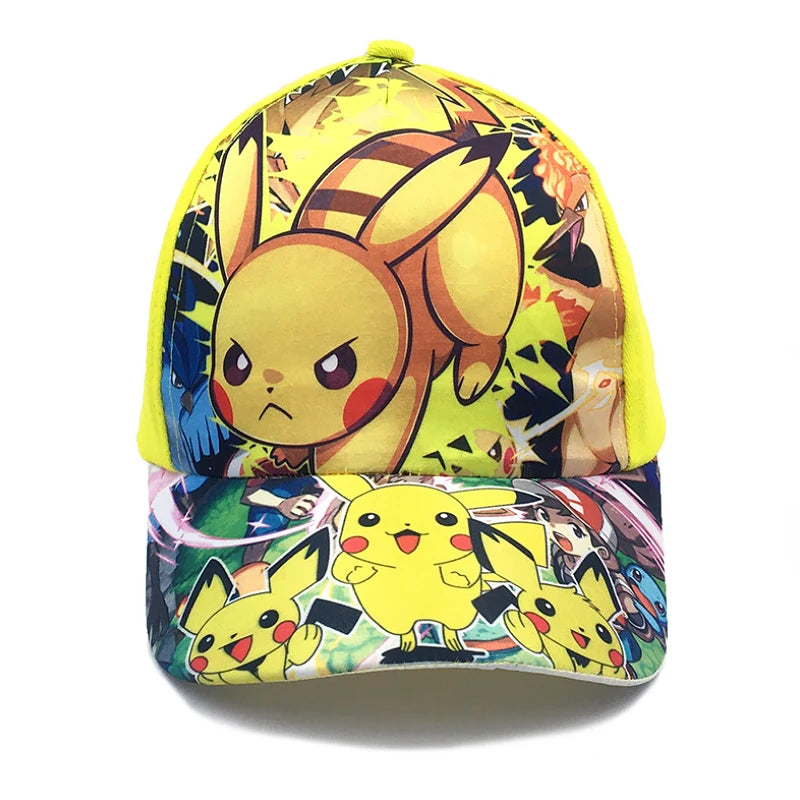 Pokémon-baseballkasket, Pikachu-hat, Pokémon-cosplay-hiphop-kasket til piger, drenge, børn, anime-figurer, legetøj, gave, tegneseriehat