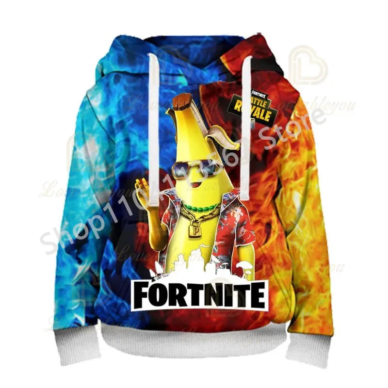 Sudaderas con capucha Llama Battle Royale F-Fortnited con estampado 3D para hombre, mujer y niños, sudaderas para niño y niña, pulóver streetwear verde