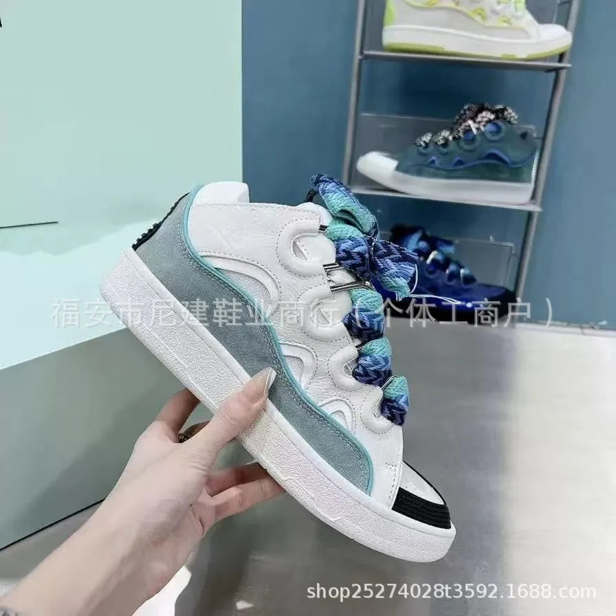 Comfortable High Heel Skate Shoes Thick Bottom Casual Sporty Dad Bag Shoes Vietnamese Cambodian New Style Knot Tied Slip-On