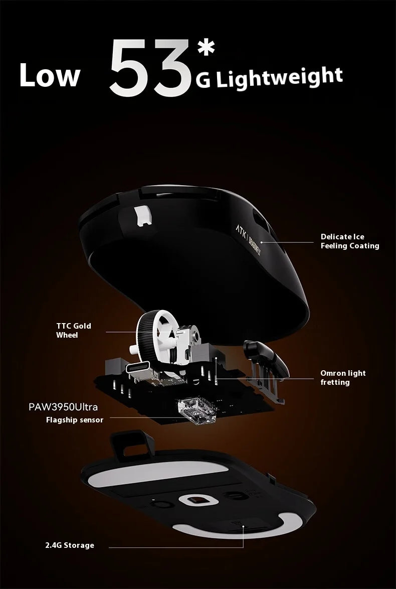 Mouse Gaming Wireless ATK A9 Plus A9/A9 SE/A9 Pro Tri-Mode 8K, Leggero, A9 Ultimate per E-sport e PC, Regalo Personalizzato