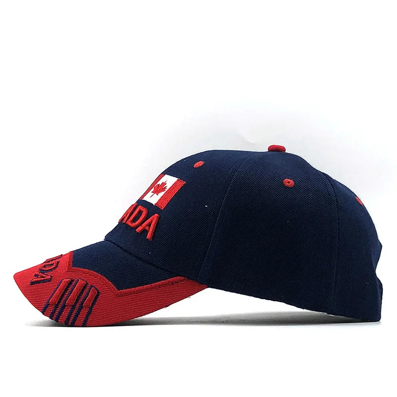 Farben Kontrast Kanada Bestickte Baseballkappe für Herren und Damen Snapback-Kappe Dad-Hats Angelkappe Bone Gorra