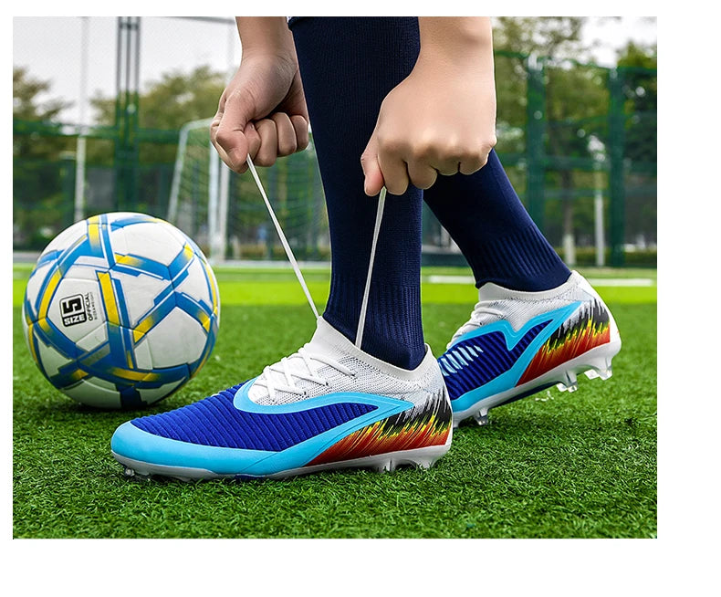 New Men's Football Boots Shoes Match Training Soccer Shoes Non-Slip Cleats Long Spikes FG Ultralight Outdoor Sneakers Drop Shipping
