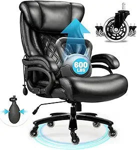 500Lbs Bürostuhl für große und kräftige Personen, breiter Federsitz im Executive-Design, 360° drehbarer Schreibtischstuhl mit robusten Rollen