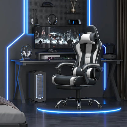 Chaise de jeu ergonomique personnalisable avec siège et appui-tête pivotant, chaise de jeu vidéo réglable avec soutien lombaire de Massage