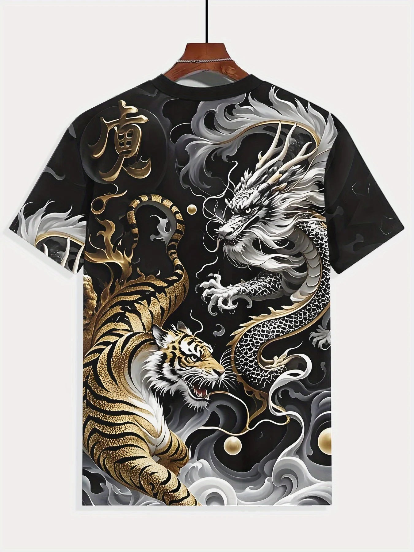 Pánske letné tričko s grafikou Dragon & Tiger Duel, ležérne tričko s krátkym rukávom, módna ležérna košeľa s okrúhlym výstrihom 2025