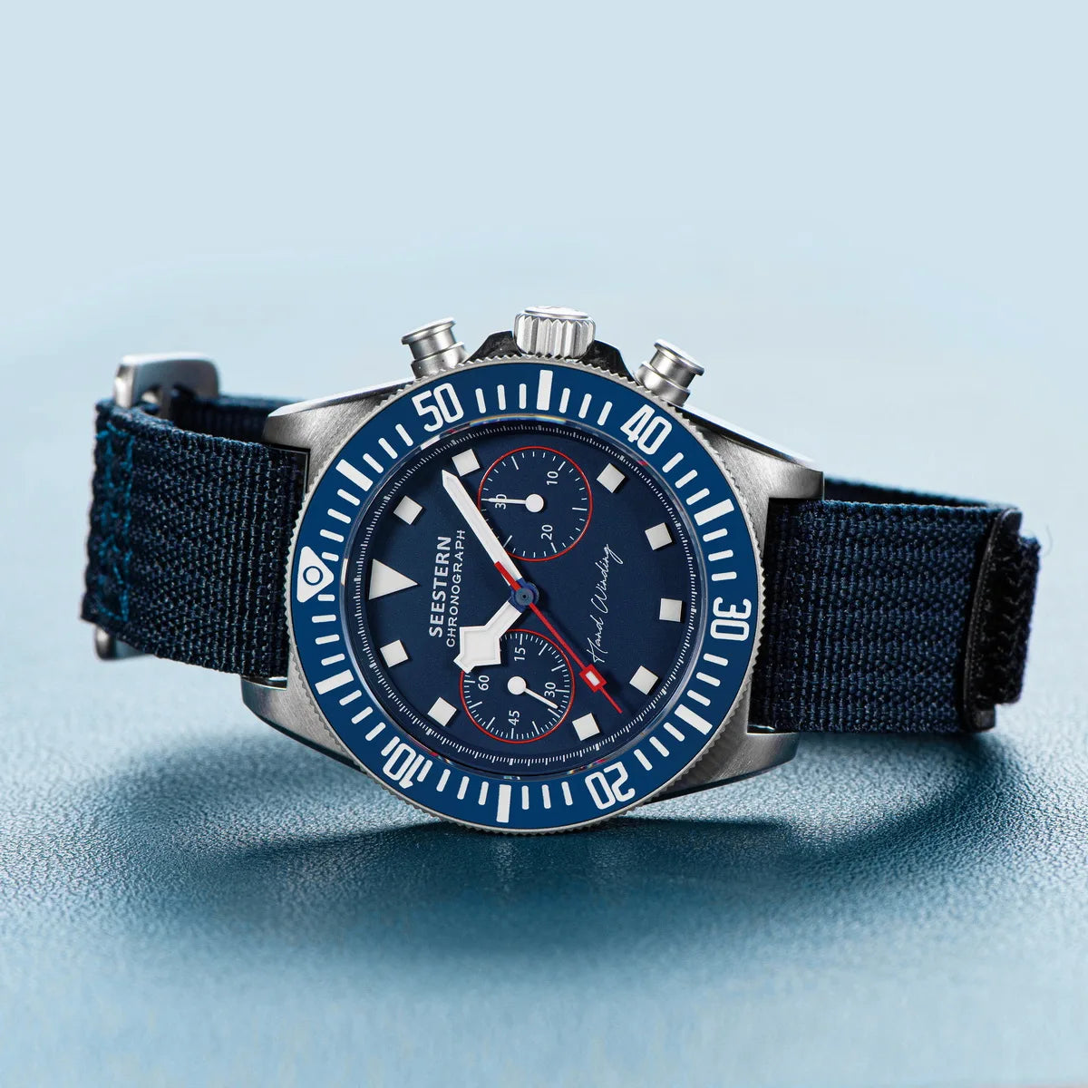 SEESTERN cronógrafo para hombre, reloj mecánico con movimiento Tianjin ST1901, cristal de zafiro, correa de nailon con velcro, esqueleto luminoso