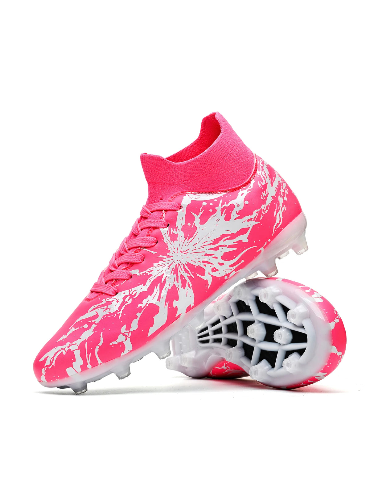 Chaussures de football Shock Cushion AG FG avec semelle extérieure épaisse en PU textile et TPU, réduisent la fatigue des pieds lors d'entraînements prolongés sur gazon naturel.