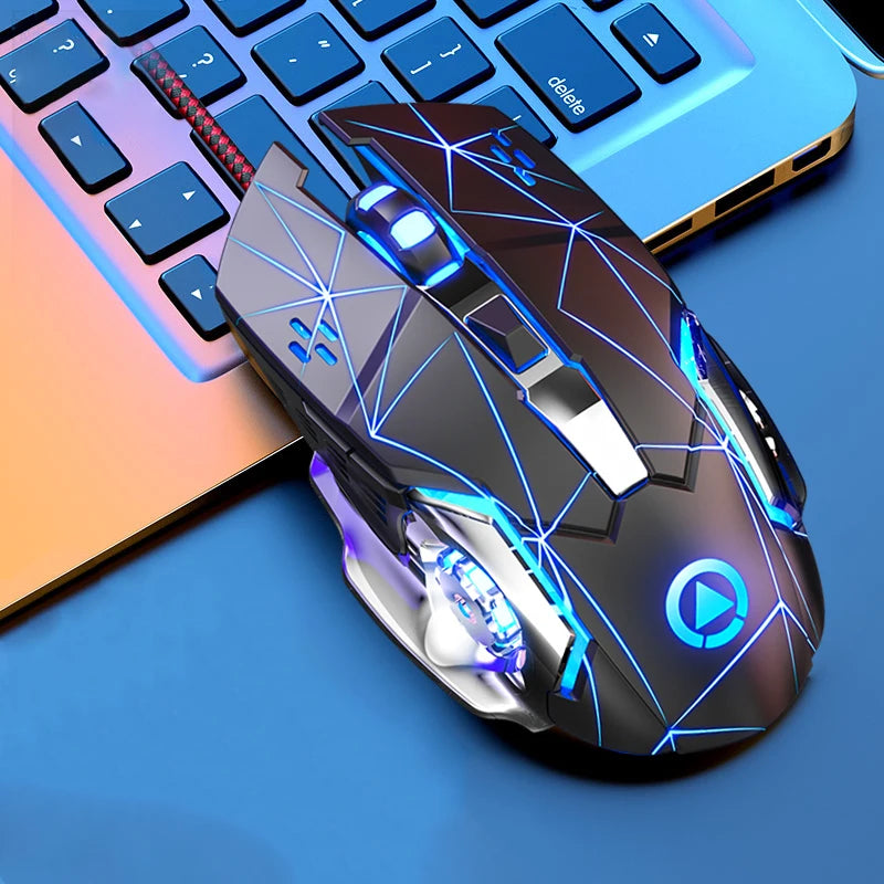 USB-Gaming-Maus mit Kabel, 6 Tasten, Hintergrundbeleuchtung, ergonomische Maus, einstellbare DPI, optische Maus für PC-Gamer, Computer und Desktop