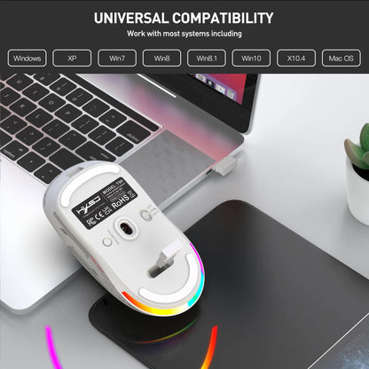 Ratón gaming Bluetooth recargable de 3 modos 2.4G USB inalámbrico con retroiluminación RGB para iPad, tablet, portátil y ordenador