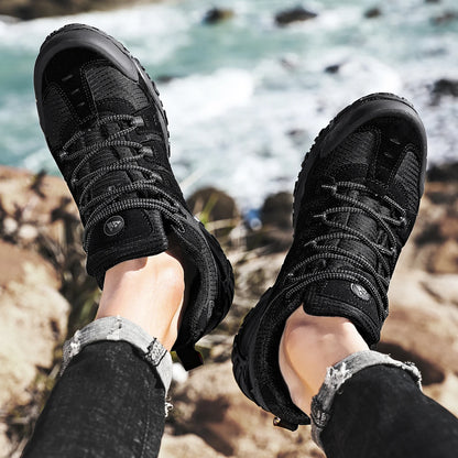 HIKEUP Herre-vandresko i ruskind, udendørssko, slidstærke herresko til trekking, vandring, jagt og taktiske sneakers