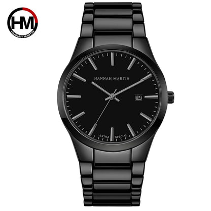 Hannah Martin men’s watch, stainless steel case, quartz movement, 41 mm dial, business style, with calendar display (imitation)