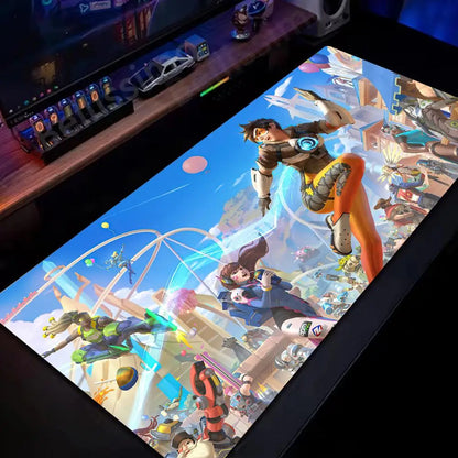 Tappetino mouse grande Overwatch per PC gamer, tappetino da scrivania esteso, tastiera rosa cute, accessori gaming per laptop, tappeto kawaii HD