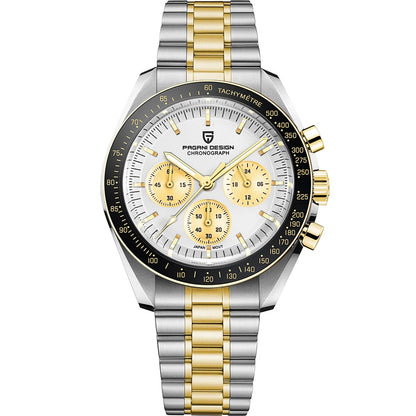 PAGANI DESIGN 2026 New Saturn Men's Watches Quartz Watch For Men Light Tan Sport Chronograph AR Sapphire Crystal Wrist Watch Men