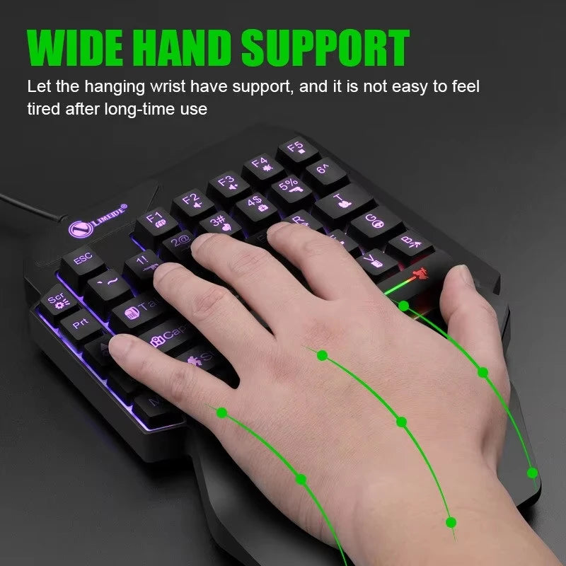 35 Tasten Einhand-Mini-Gaming-Tastatur USB, ultraflache kabelgebundene Tastatur mit Hintergrundbeleuchtung für Laptop, Desktop-PC und Smartphone
