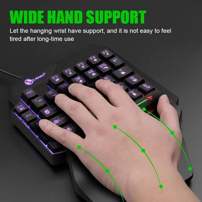 35 Tasten Einhand-Mini-Gaming-Tastatur USB, ultraflache kabelgebundene Tastatur mit Hintergrundbeleuchtung für Laptop, Desktop-PC und Smartphone