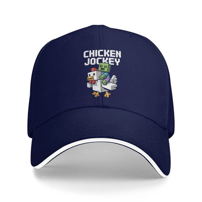 „Chicken Jockey Zombie Pixel Art“ – бейзболни шапки с мотиви от филми за зомбита за мъже и жени, шапки тип „тракер“, подходящи за тренировки на открито и регулируеми шапки за слънце