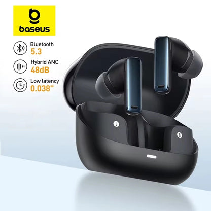 Baseus Bowie M2s ANC Wireless Bluetooth 5.3 Earbuds – 48dB Hybrid Noise Cancelling 3D Spatial Audio HiFi Earphones with Mic