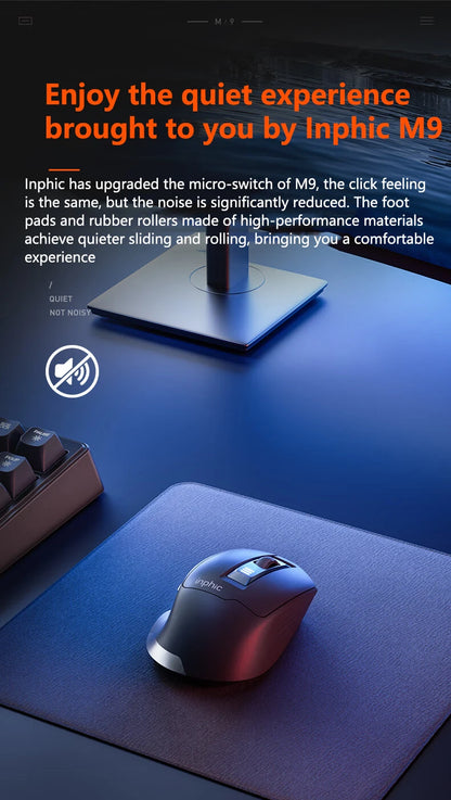 INPHIC Silent Office Mouse Battery Level Display 2400DPI Wireless Mouse Suitable for Desktop and Laptop Computers