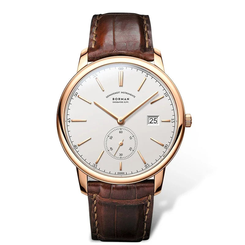 Orologio BORMAN BM3817 TOP nuovo 42 da uomo di lusso, meccanico automatico, vetro zaffiro, ultrasottile, impermeabile 50M, con sottoquadranti