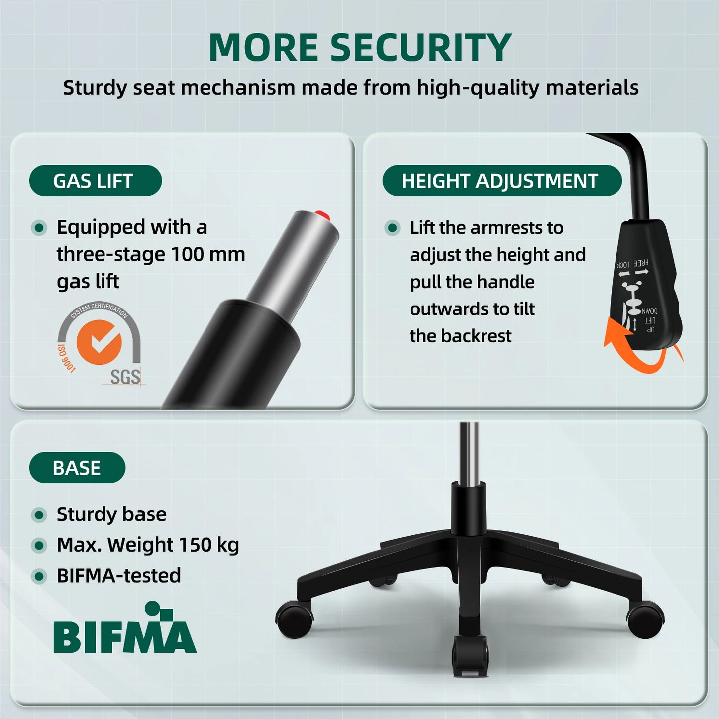 Daccormax Ergonomic Office Chair, Adjustable Lumbar Support, Swivel Heavy-Duty Rolling, Padded Armrests, Multi-Tilt for Relax.