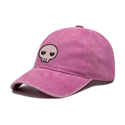 Retro-Baseballkappe im Washed-Distressed-Look mit Totenkopf-Stickerei, Dad-Hat für Damen und Herren, lässige, verstellbare Outdoor-Sonnenkappe 260617