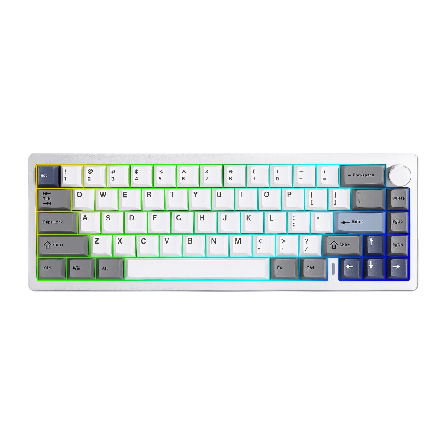 YUNZII AL68 Silver Aluminum Mechanical Gaming Keyboard, QMK/VIA Wireless Keyboard, Hot Swap Gasket Custom Keyboard with Knob