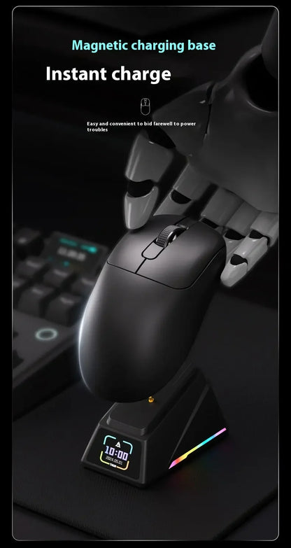 Ασύρματο Gaming Ποντίκι Ajazz AJ179 APEX με Βάση Έγχρωμης Οθόνης, Bluetooth, PAW3395, Μπαταρία 400mAh, Ρυθμός Ανανέωσης 8000Hz