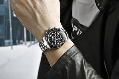 Montre-bracelet pour homme PAGANI DESIGN – Chronographe de luxe, mouvement à quartz MIYOTA VK63, verre saphir, étanche, style sportif