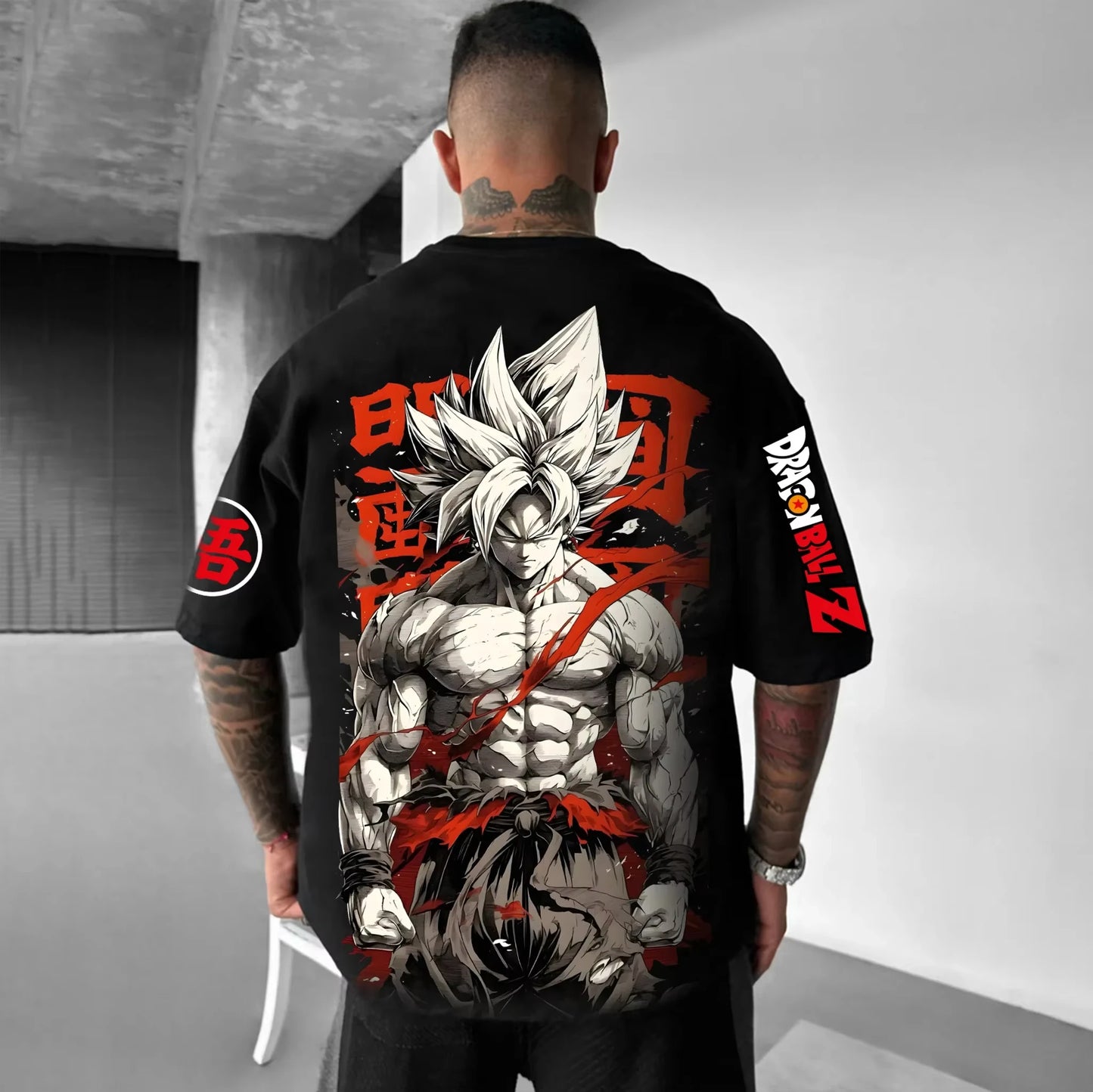Dragon Ball GOKU Peripheral Printed T-shirt Bandai Loose Men's and Women's Summer Sweating Breathable Sports Short Sleeve