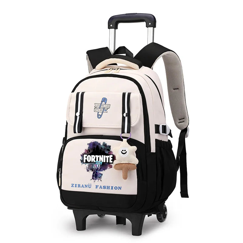 Fortnite Student Rolling Backpack Large Capacity Waterproof Lightweight Design Minimalist Laptop School Bag Casual Travel Bag