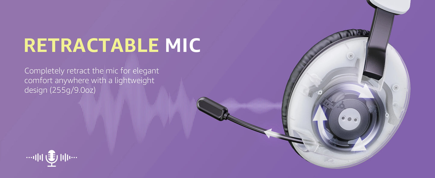 Acinaci BL500 Wireless Gaming Headset 2.4G Bluetooth 5.3 & Wired – Noise-Cancelling Mic, 30H Battery, 50mm Drivers for PC, PS5, PS4