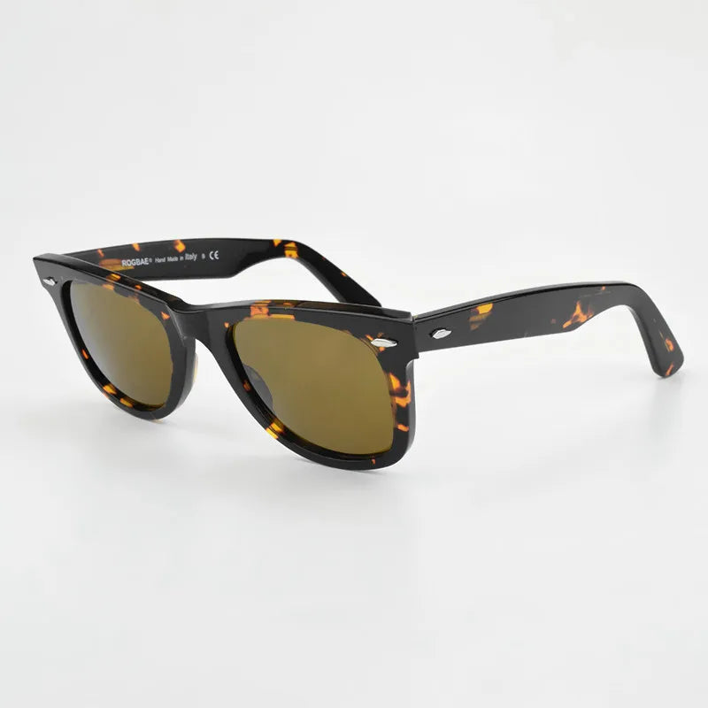 Klassiske solbriller med glaslinser Acetat-solbriller til mænd Y-2140 Design med dobbelt nitte Elegante firkantede UV-solbriller til kvinder