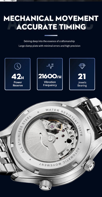 WM Watch Automatic Mechanical Men Watches High Quality Sapphire World Time Original Recognized Brand Welly Merck Watch Man WM057