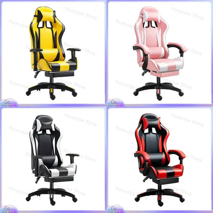 Chaise de jeu ergonomique avec support lombaire et appui-tête, hauteur réglable, style racing, pour la maison, le bureau et l'e-sport