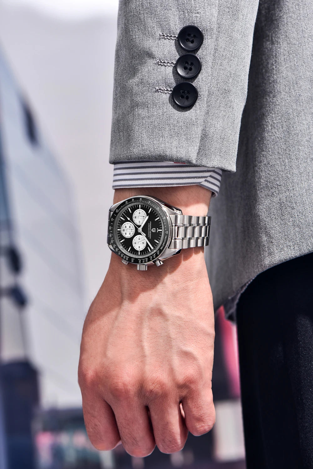 montre PAGANI DESIGN Moon – Chronographe à quartz de luxe pour homme, style sportif, verre saphir avec traitement antireflet, affichage luminescent