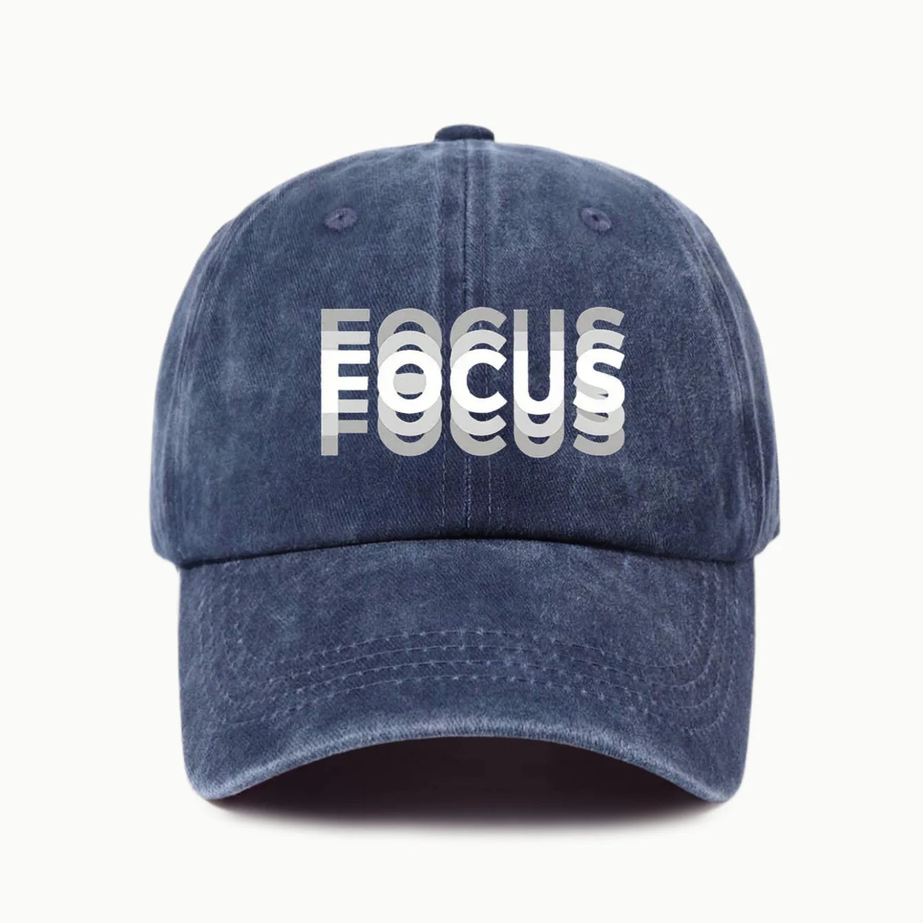 FOCUS Print Cap Washed Cotton Adjustable Classic Style Baseball Cap, Sports Duckbill Hat for Men and Women