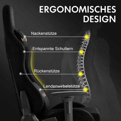Brand Gaming Chair Breathable Ergonomic Office Chair Lumbar Support Height Adjustable Faux Suede Recliner with Footrest Headrest