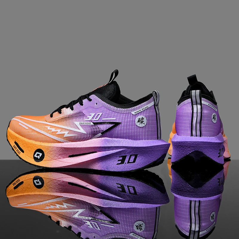 Men's Carbon Board Sneakers Anti-Slip Cushioned Comfortable Racing Training Running Shoes Mesh Tennis Shoes Casual for Women