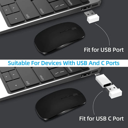 Mouse wireless ricaricabile a doppia modalità Bluetooth compatibile e 2.4G USB per computer, laptop, iPad, tablet e notebook, mouse da gaming