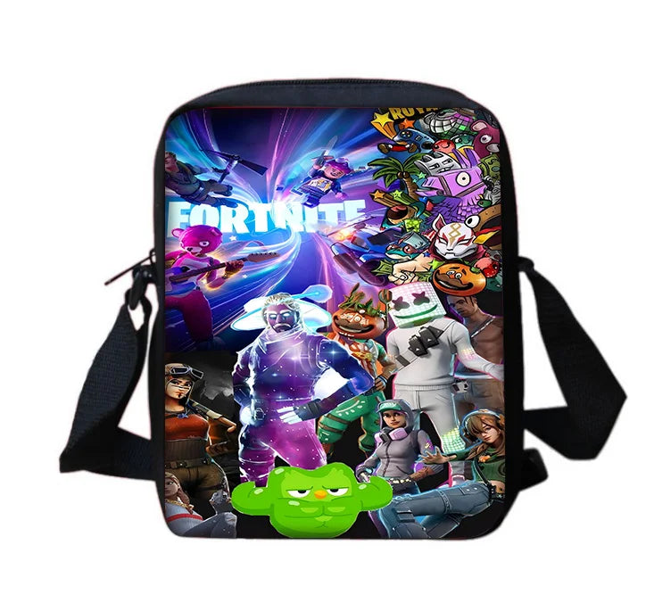 Trendige bedruckte Schulter-Umhängetasche für Jungen und Mädchen, Kinderdesign-F-FortniteS, lässige Handtasche für Herren und Damen, Handy- und Einkaufstasche