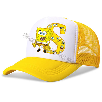 Spongebob-baseballkasketter til børn – kawaii-tegneserie med bogstaver – afslappet solhat til børn – justerbar kasket med skygge – fødselsdagsgaver