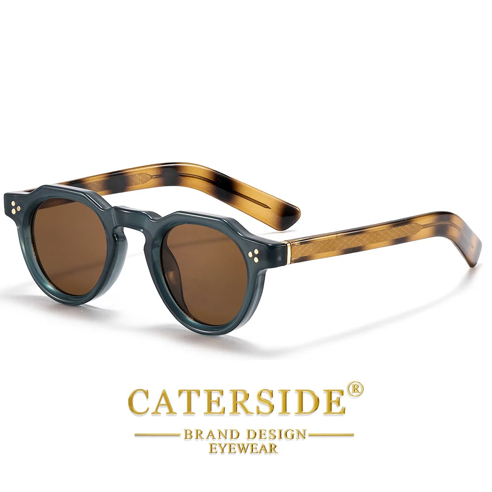 CATERSIDE Retro runde herresolbriller i høj kvalitet, tyk stil, til kvinder, udendørs, rejse, forretning, kørsel, dekorative briller, UV400